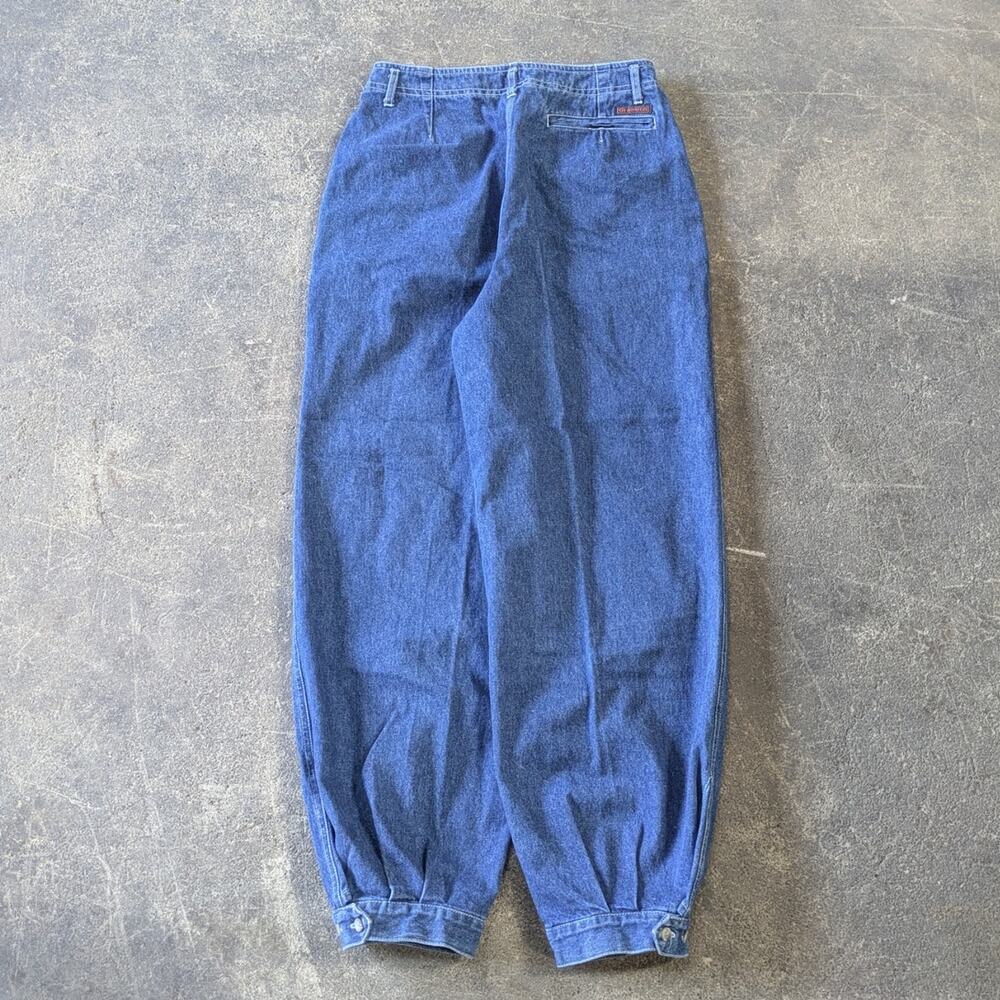 Vintage Gramicci Pleated Baggy Jeans Women's 14 Blue Button Ankle 80s Barrel - Picture 4 of 8